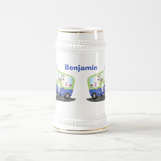 Cute happy ice roomtruck cartoon bierpul (Center)