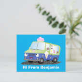 Cute happy ice roomtruck cartoon briefkaart (Staand voorkant)