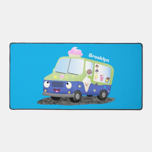 Cute happy ice roomtruck cartoon bureaumat (Voorkant)