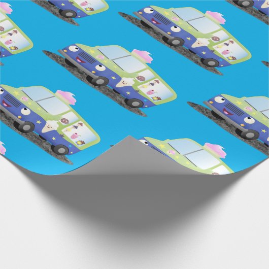 Cute happy ice roomtruck cartoon cadeaupapier (Hoek)