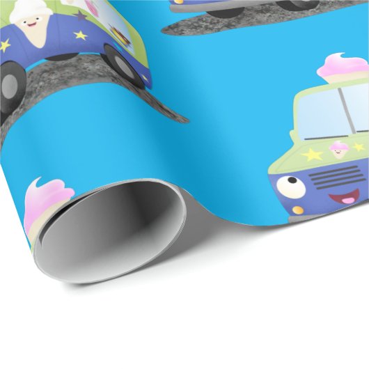 Cute happy ice roomtruck cartoon cadeaupapier (Rol Hoek)