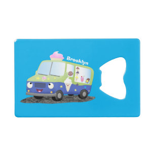 Cute happy ice roomtruck cartoon creditkaart flessenopener
