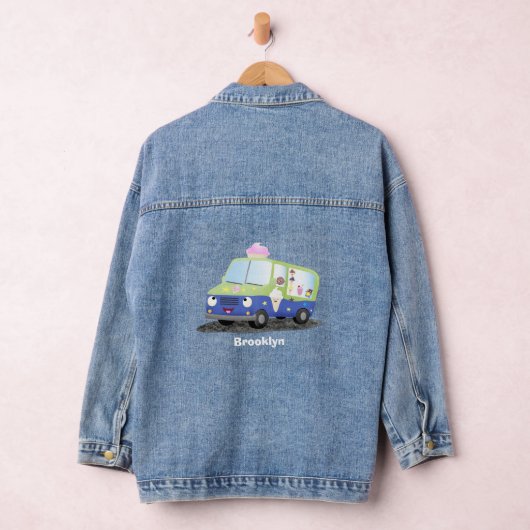 Cute happy ice roomtruck cartoon denim jacket (Hangar)