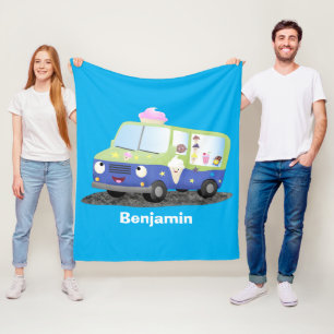 Cute happy ice roomtruck cartoon fleece deken