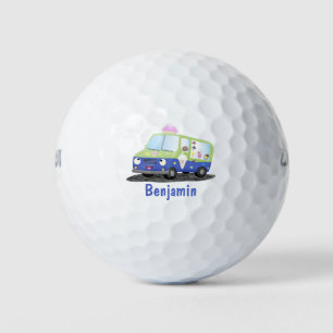 Cute happy ice roomtruck cartoon golfballen