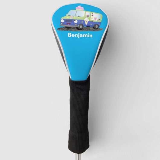Cute happy ice roomtruck cartoon golfheadcover (Voorkant)