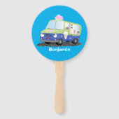 Cute happy ice roomtruck cartoon handwaaier (Achterkant)