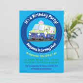 Cute happy ice roomtruck cartoon kaart (Staand voorkant)