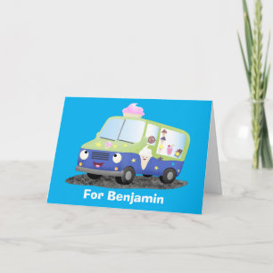 Cute happy ice roomtruck cartoon kaart