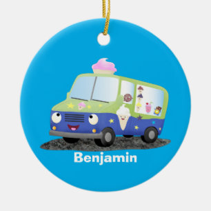 Cute happy ice roomtruck cartoon keramisch ornament