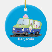 Cute happy ice roomtruck cartoon keramisch ornament (Achterkant)