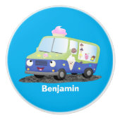 Cute happy ice roomtruck cartoon keramische knop (Voorkant)