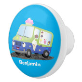 Cute happy ice roomtruck cartoon keramische knop (Rechts)