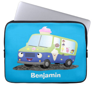 Cute happy ice roomtruck cartoon laptop sleeve