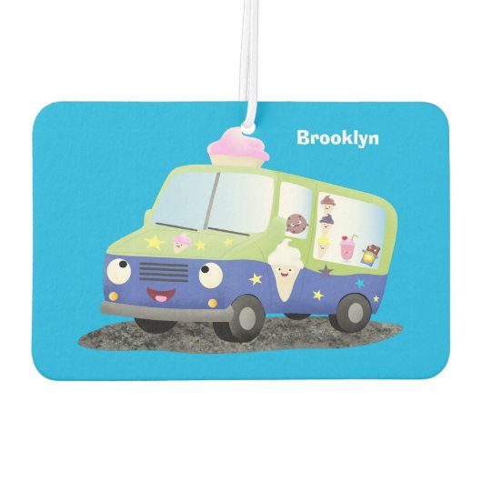 Cute happy ice roomtruck cartoon luchtverfrisser (Achterkant)