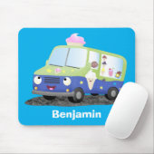 Cute happy ice roomtruck cartoon muismat (Met muis)