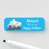 Cute happy ice roomtruck cartoon naamplaatje (In situ)