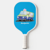 Cute happy ice roomtruck cartoon pickleball paddle