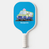 Cute happy ice roomtruck cartoon pickleball paddle (Voorkant)
