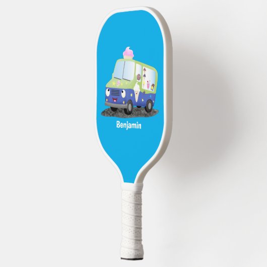 Cute happy ice roomtruck cartoon pickleball paddle (Links)