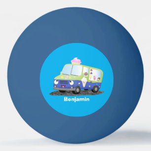 Cute happy ice roomtruck cartoon pingpongbal