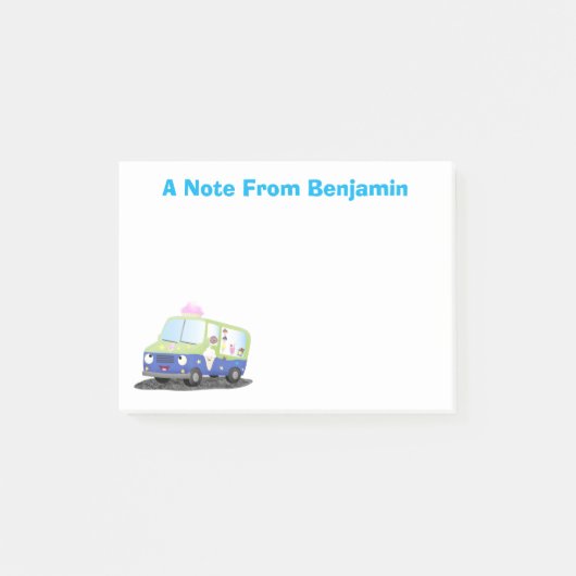 Cute happy ice roomtruck cartoon post-it® notes (Voorkant)