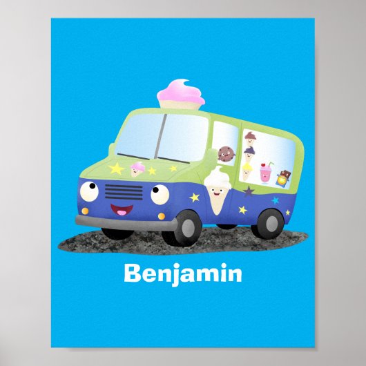 Cute happy ice roomtruck cartoon poster (Voorkant)