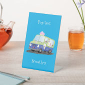 Cute happy ice roomtruck cartoon reclamebord met voetstuk (Insitu)