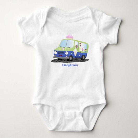 Cute happy ice roomtruck cartoon romper (Voorkant)