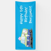 Cute happy ice roomtruck cartoon spandoek (Verticaal)