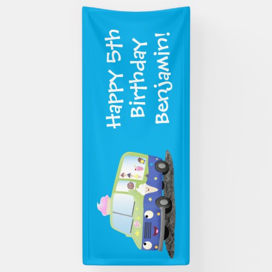 Cute happy ice roomtruck cartoon spandoek (Verticaal)