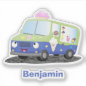 Cute happy ice roomtruck cartoon sticker (Voorkant)