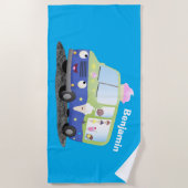Cute happy ice roomtruck cartoon strandlaken (Voorkant)