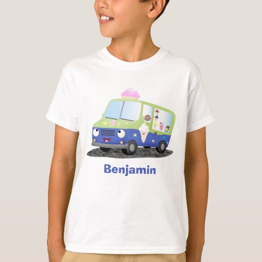 Cute happy ice roomtruck cartoon t-shirt (Voorkant)