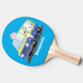 Cute happy ice roomtruck cartoon tafeltennisbatje (Zijkant)