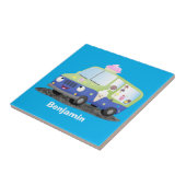 Cute happy ice roomtruck cartoon tegeltje (Zijkant)