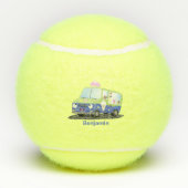 Cute happy ice roomtruck cartoon tennisballen (Achterkant)