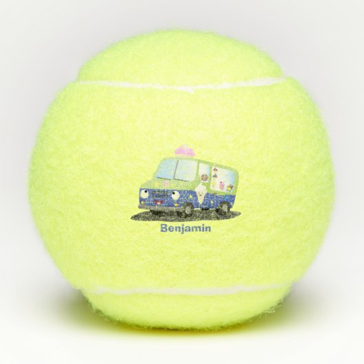 Cute happy ice roomtruck cartoon tennisballen (Voorkant)