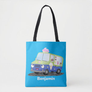 Cute happy ice roomtruck cartoon tote bag