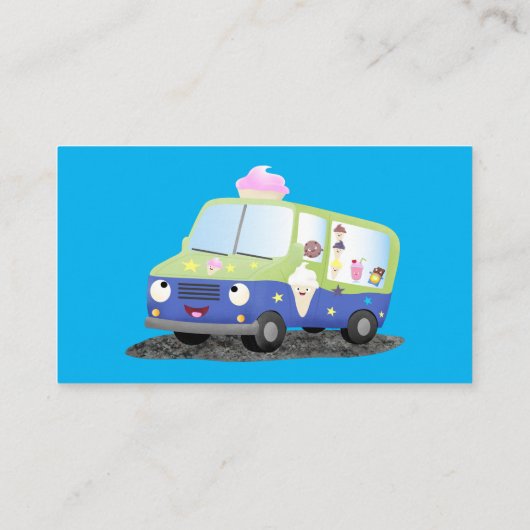Cute happy ice roomtruck cartoon visitekaartje (Achterkant)