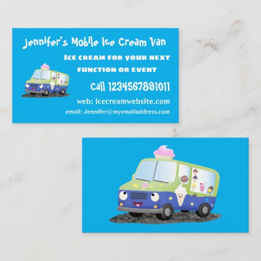 Cute happy ice roomtruck cartoon visitekaartje (Voorkant / Achterkant)