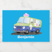 Cute happy ice roomtruck cartoon voedselcontainer etiket (Enkel label)