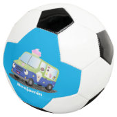 Cute happy ice roomtruck cartoon voetbal (Drie kwart)
