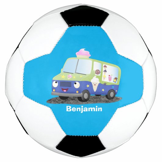 Cute happy ice roomtruck cartoon voetbal (Voorkant)