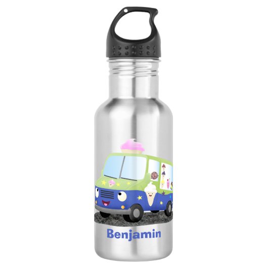 Cute happy ice roomtruck cartoon waterfles (Voorkant)