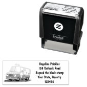 Cute happy ice roomtruck cartoon  zelfinktende stempel (In situ)