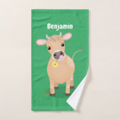 Cute happy jersey koe and flower cartoon bad handdoek (Handdoek)