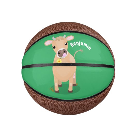 Cute happy jersey koe and flower cartoon basketbal (Voorkant)