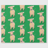 Cute happy jersey koe and flower cartoon cadeaupapier (Vlak)