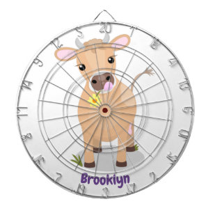 Cute happy jersey koe and flower cartoon dartbord